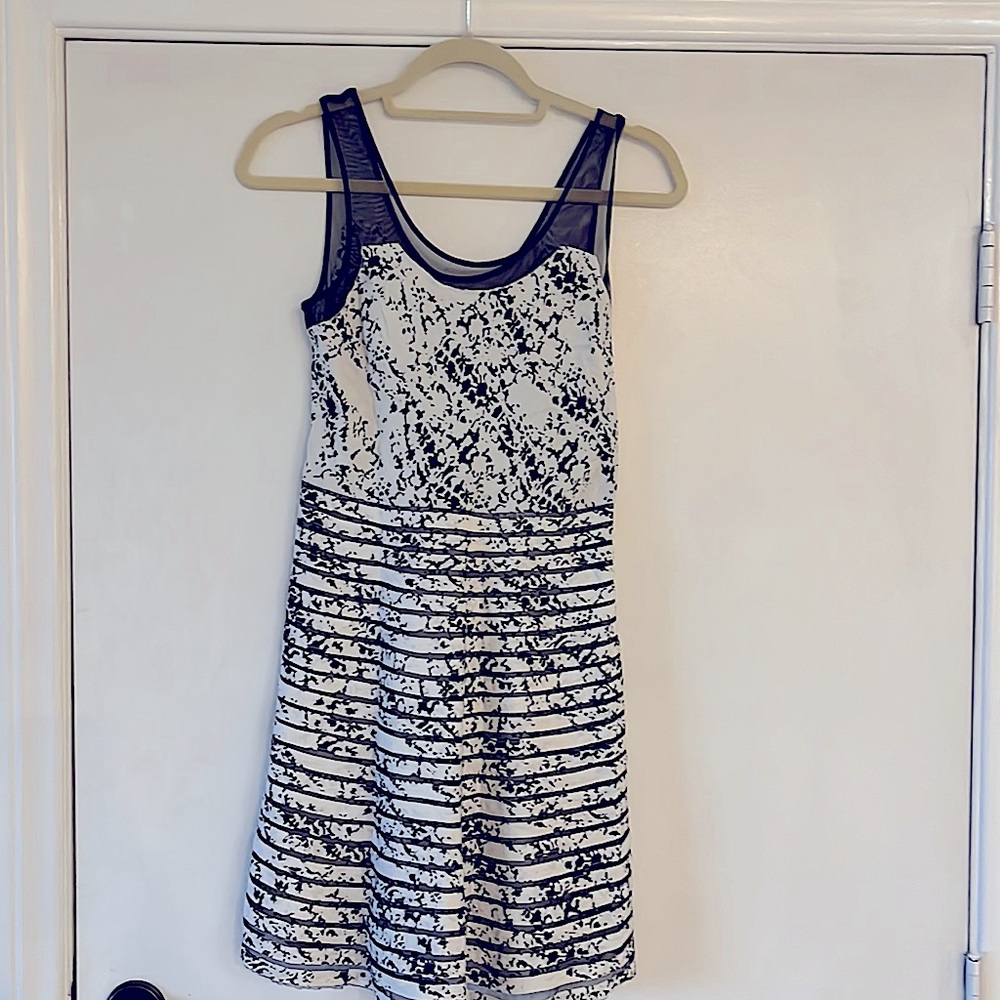 Parker black and white satin dress
